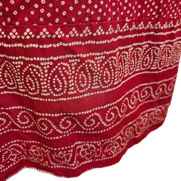 Fabindia Cotton Pleated Front Sleevless Dress, Red, Medium - Picture 7 of 13